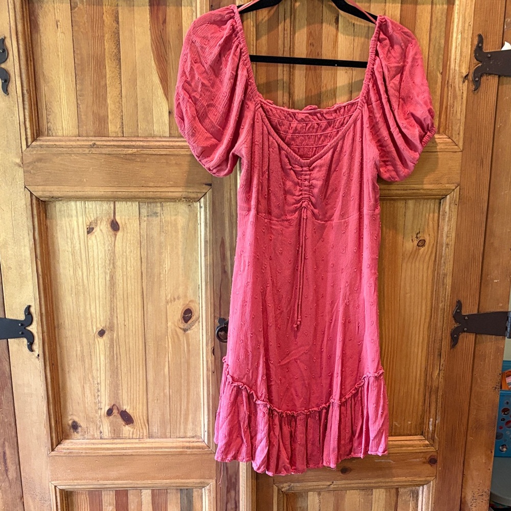 Women’s Backless Puff Sleeve Dress - Pink